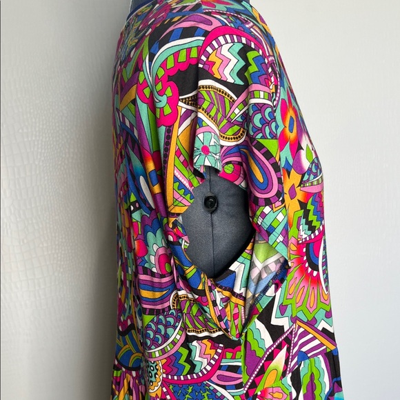 Johnny Was Janie Favorite Tiered Tea Length Dress Colorful V-Neck Dress - Picture 5 of 9